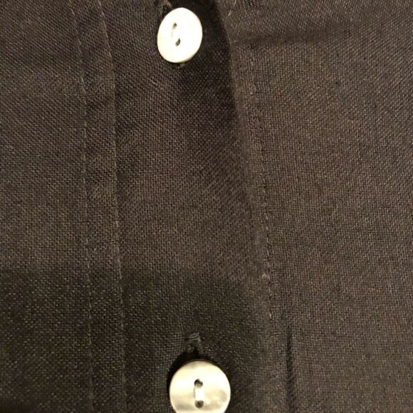 Black basic button up career wear Soft Surroundings black button down hi low shi - Picture 2 of 9